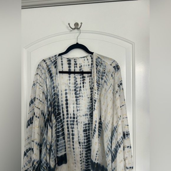 Anthropologie Blue Vada Shimmer Cocoon Kimono Flowly Breathable One Size - Picture 8 of 15